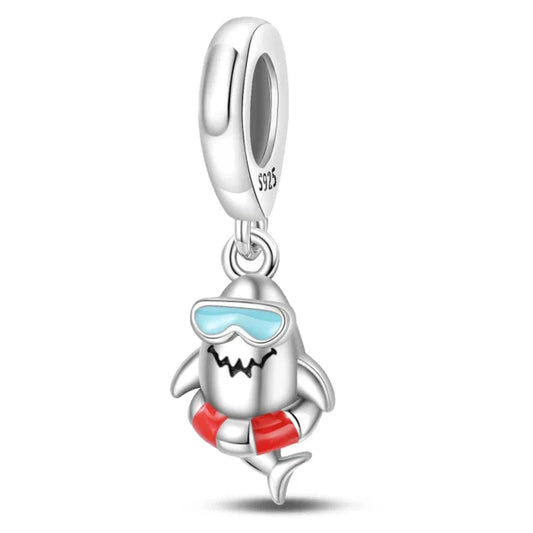 Shark With Life Preserver Charm