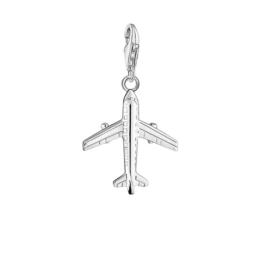 Silver Airplane Charm  Charm - Compatible with Pandora Bracelets
