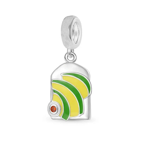 Silver And Green Fish With Red Eye Charm - Silver And Green Fish With Red Eye Charm