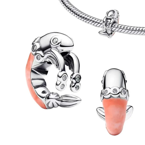 Silver And Pink Fish With Bracelet Charm - Silver And Pink Fish With Bracelet Pandora Charm