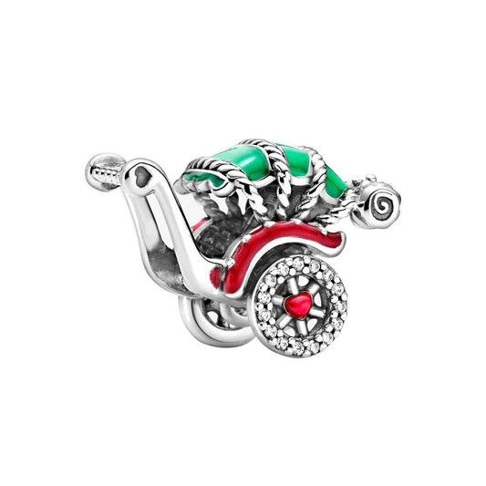 Silver And Red Carriage Charm
