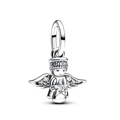 Silver Angel Charm Star Charm - Silver Angel Charm Star Charm - Compatible with Pandora Bracelets