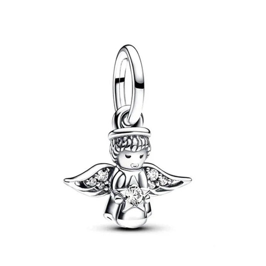 Silver Angel Charm Star Charm - Compatible with Pandora Bracelets