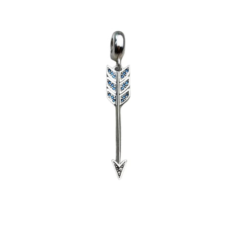 Silver Arrow Charm Blue Stones Charm - Silver Arrow Charm Blue Stones Charm - Compatible with Pandora Bracelets