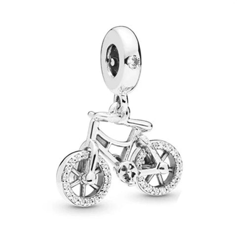 Silver Bicycle With Diamond Charm - Silver Bicycle With Diamond Charm