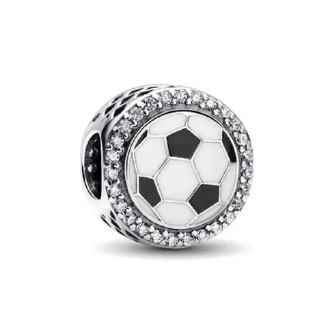 Silver Black White Soccer Ball Charm - Silver Black White Soccer Ball Charm - Compatible with Pandora Bracelets