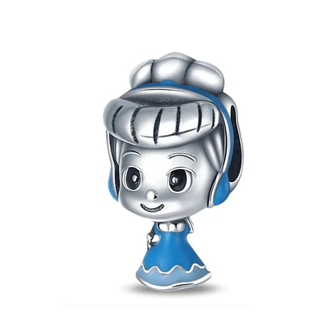 Silver Blue Princess Figurine Dress Charm Accent Charm - Silver Blue Princess Figurine Dress Charm Accent Charm - Compatible with Pandora Bracelets