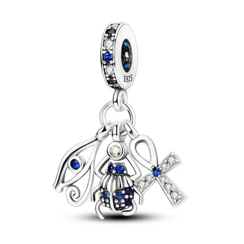 Pandora Silver Blue White Charm Cross Bird Accent