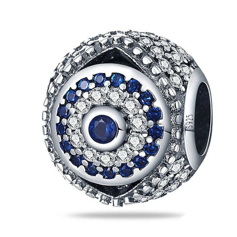 Silver Blue White Evil Eye Charm - Pandora Silver Blue White Evil Eye Charm Accent