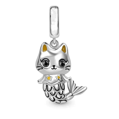 Silver Cat With Star On Its Head Charm