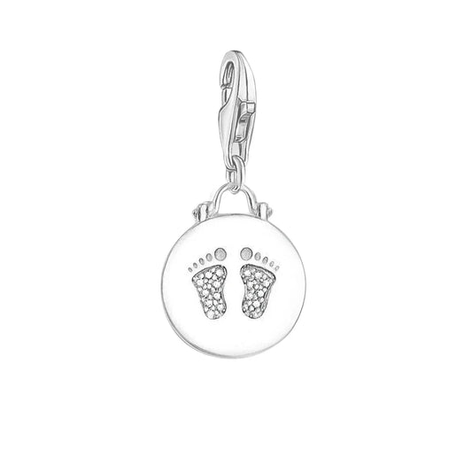 Silver Charm Baby Footprint Charm - Compatible with Pandora Bracelets