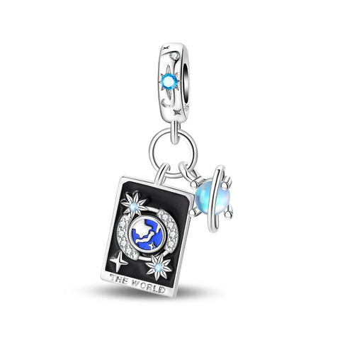 Silver Charm Black White Star Blue Crystal - Pandora Silver Charm Black White Star Blue Crystal Accent
