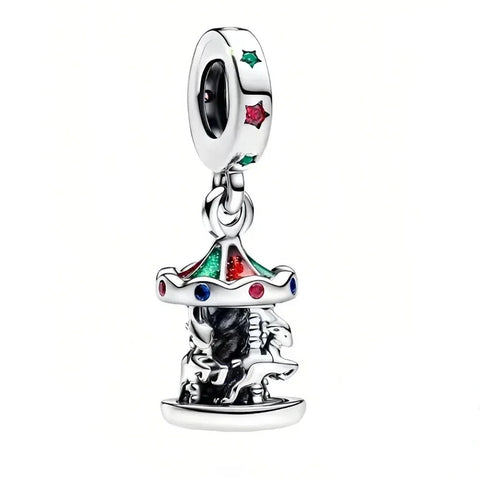 Silver Charm Carousel Colorful Beads Red - Pandora Silver Charm Carousel Colorful Beads Red Accent