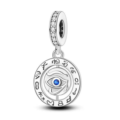 Pandora Silver Charm Eye Words Love You Blue Accent