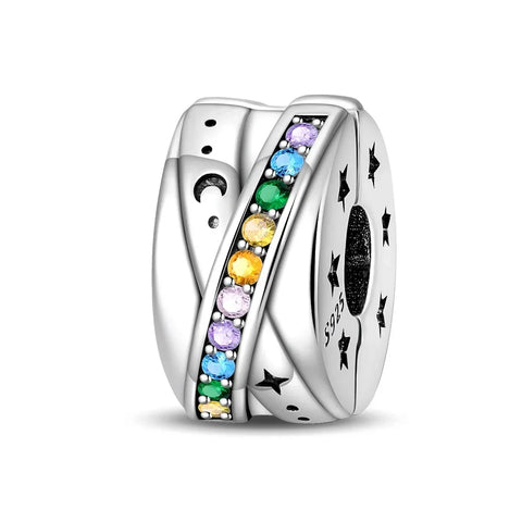 Silver Charm Multi Colored Stones Yellow Accent Charm - Silver Charm Multi Colored Stones Yellow Accent Charm - Compatible with Pandora Bracelets