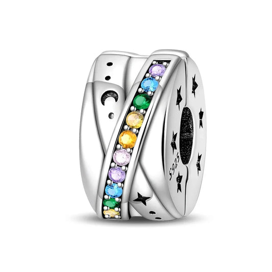 Silver Charm Multi Colored Stones Yellow Accent Charm - Compatible with Pandora Bracelets