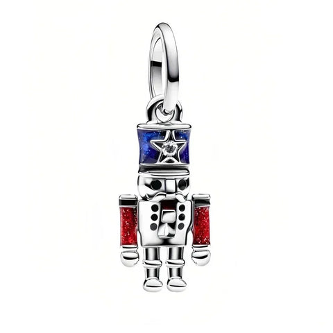 Silver Charm Red White Blue Nutcracker - Pandora Silver Charm Red White Blue Nutcracker Accent