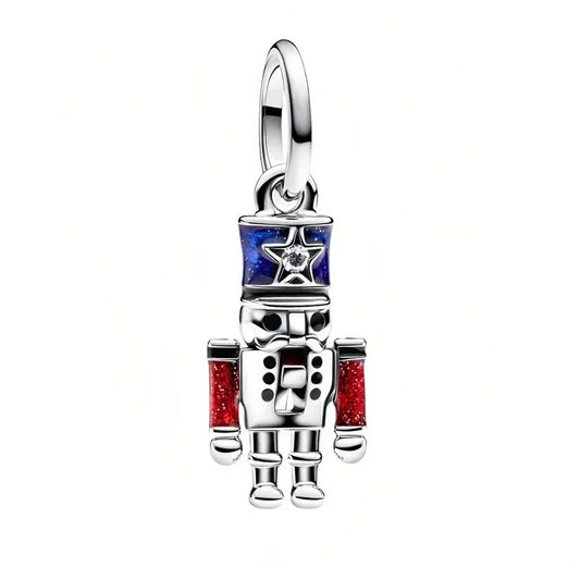 Pandora Silver Charm Red White Blue Nutcracker Accent