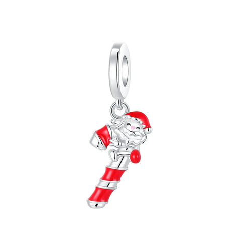 Pandora Silver Charm Red White Santa Claus Accent