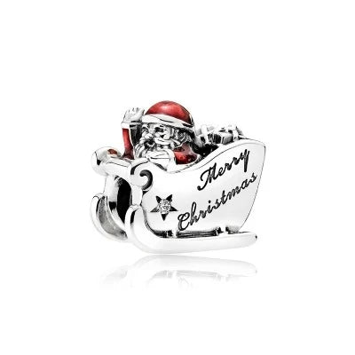 Silver Charm Santa Claus Sleigh Red - Pandora Silver Charm Santa Claus Sleigh Red Accent