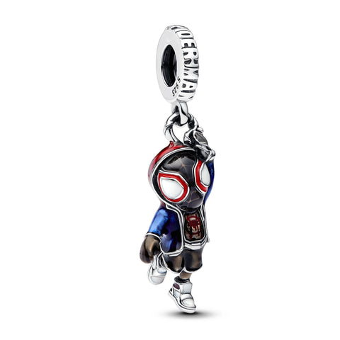 Silver Charm Spider - Man Blue Accent Charm - Compatible with Pandora Bracelets
