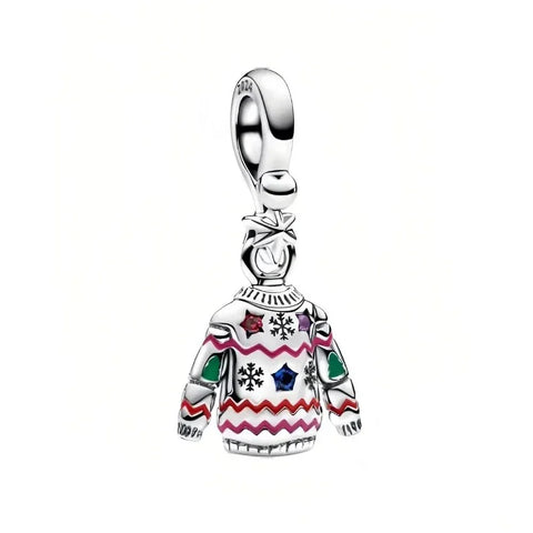 Pandora Silver Charm Woman Wearing Sweater Green Accent