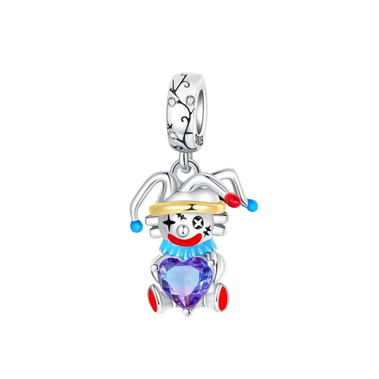 Silver Cute Rabbit Charm Blue Stone Red Accent Charm - Compatible with Pandora Bracelets