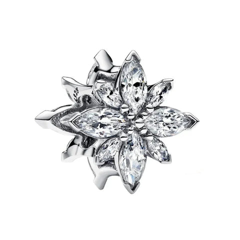 Pandora Silver Diamond Star Shaped Flower Center Charm