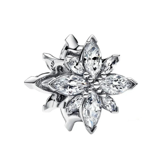 Pandora Silver Diamond Star Shaped Flower Center Charm