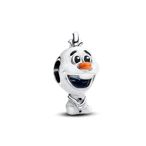 Silver Disney Frozen Olaf Charm Orange Accent Charm - Silver Disney Frozen Olaf Charm Orange Accent Charm - Compatible with Pandora Bracelets