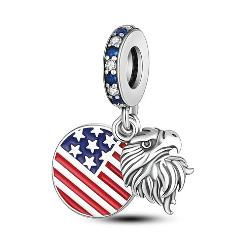 Silver Eagle With An American Flag Charm - Silver Eagle With An American Flag Charm