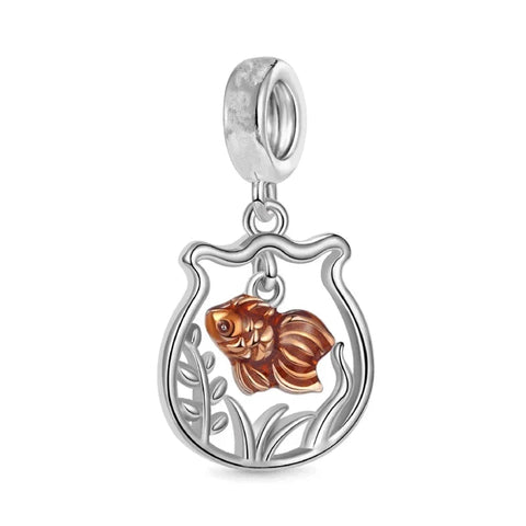 Silver Fish With Goldfish In It Charm
