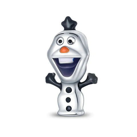 Silver Frozen Character Figurine Smile Face Charm Orange Accent Charm - Silver Frozen Character Figurine Smile Face Charm Orange Accent Charm - Compatible with Pandora Bracelets
