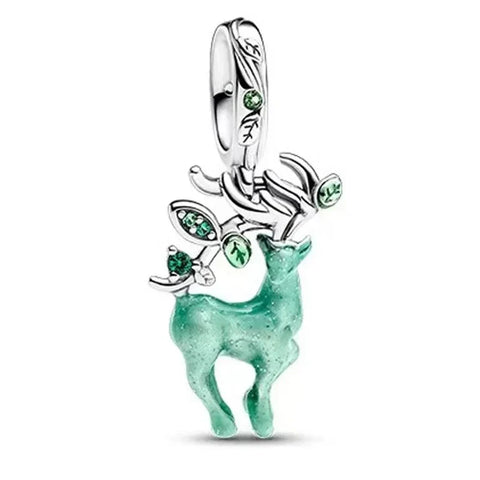 Silver Green Deer Charm Emerald Stones - Pandora Silver Green Deer Charm Emerald Stones Accent