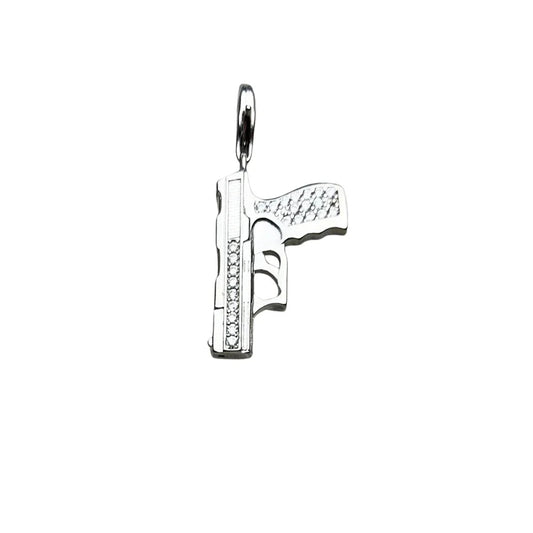 Silver Gun Charm - Compatible with Pandora Bracelets
