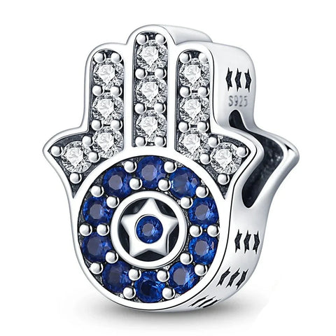 Silver Hamsa Charm Blue Stones - Pandora Silver Hamsa Charm Blue Stones Accent