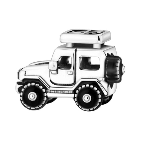 Silver Jeep Is Shown Picture Charm - Compatible with Pandora Bracelets