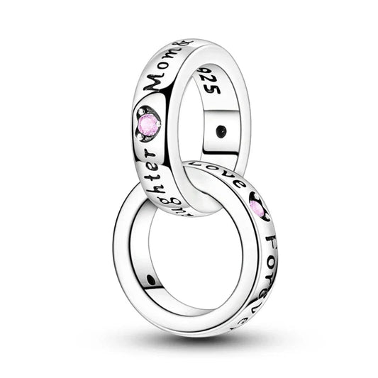 Silver Love Pink Sterling Cz Charm