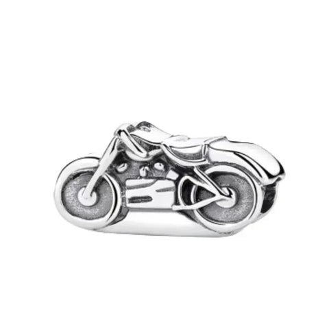 Silver Motorcycle On White Background Charm - Silver Motorcycle On White Background Charm