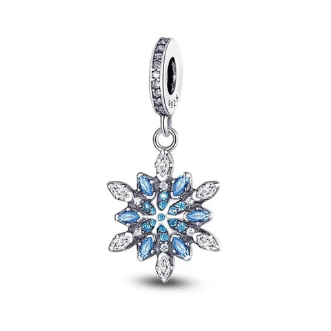 Silver Pandora Blue Snowflake Charm - Pandora Silver Pandora Blue Snowflake Charm Accent