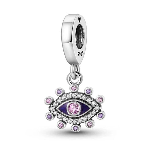 Pandora Silver Pandora Evil Eye Charm Blue Accent