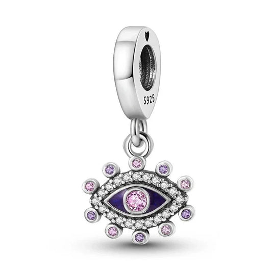Pandora Silver Pandora Evil Eye Charm Blue Accent