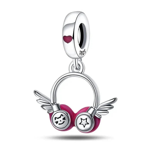 Silver Pink Charm Wings Accent