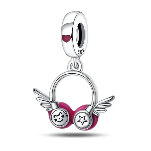 Pandora Silver Pink Charm Wings Accent