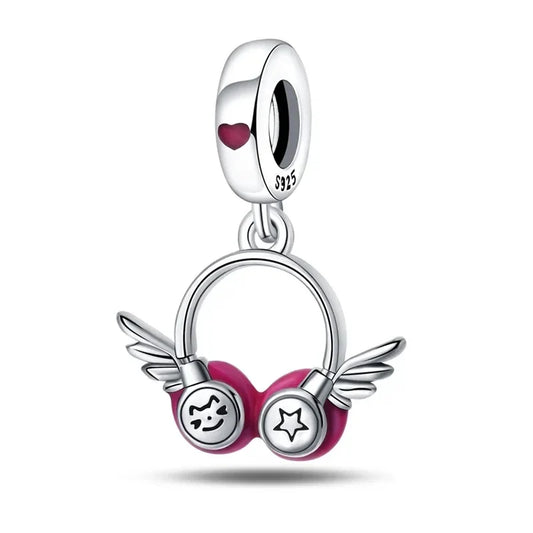 Pandora Silver Pink Charm Wings Accent