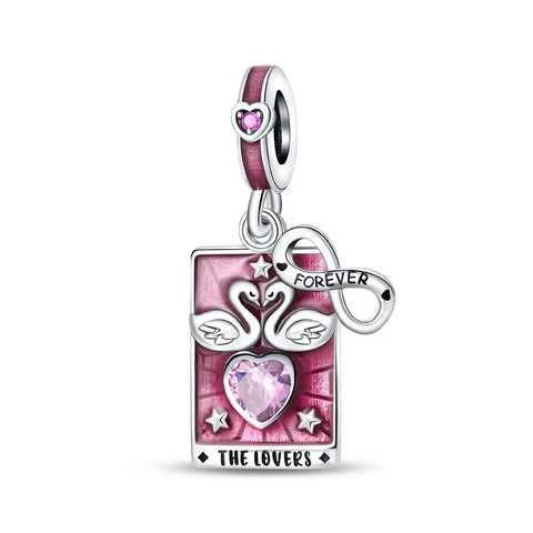 Silver Pink Swan Charm Heart Crystal - Pandora Silver Pink Swan Charm Heart Crystal Accent