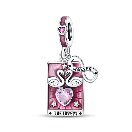Pandora Silver Pink Swan Charm Heart Crystal Accent