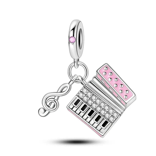 Pandora Silver Pink White Piano Charm