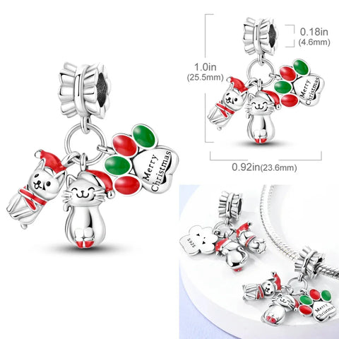 Silver Plated Cat Dog Charms Charm Red - Pandora Silver Plated Cat Dog Charms Charm Red Accent