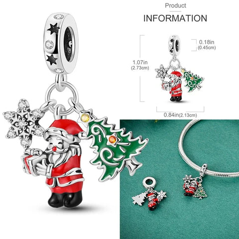 Silver Plated Charm Santa Claus Tree Red - Pandora Silver Plated Charm Santa Claus Tree Red Accent